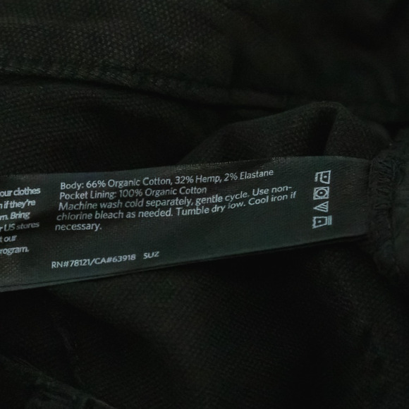 Eileen Fisher Size 14 Black Tapered Ankle Length Organic Cotton Hemp Pants NEW - Picture 5 of 6